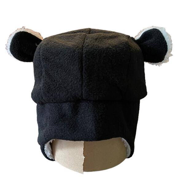 Black White Unisex Toddler Fleece Trapper Hat Size Small 6-12 Months - Picture 2 of 3